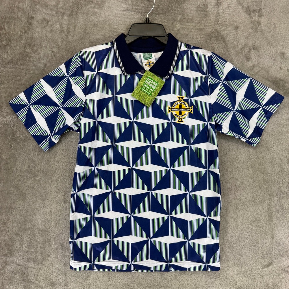 Northern Ireland Jersey Mens S 1990 Away Retro Blue Soccer Score Draw NEW